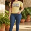Camiseta Iconic Zebra - Casual Elegante con Manga Princesa y Pedrería