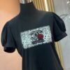 Camiseta Iconic Zebra - Casual Elegante con Manga Princesa y Pedrería