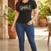 Camiseta Smile Forever - Casual Elegante con Manga Princesa y Pedrería