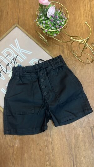 Short Noir — Efecto Cuero Slim Fit