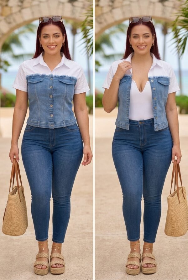 Cami-Chaqueta Denim Chic - Slim Fit