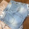 Short Denim Glam - Sexy Destroyer con Pedrería y Perlas Azul Claro