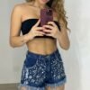 Short Denim Glam - Sexy Destroyer Azul Medio