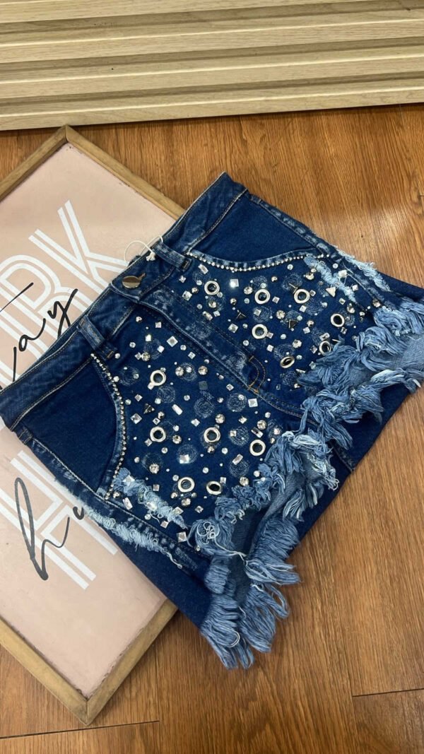 Short Denim Glam - Sexy Destroyer Azul Medio