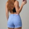 Short Denim Lilac Rebel - Tiro Alto Slim Fit