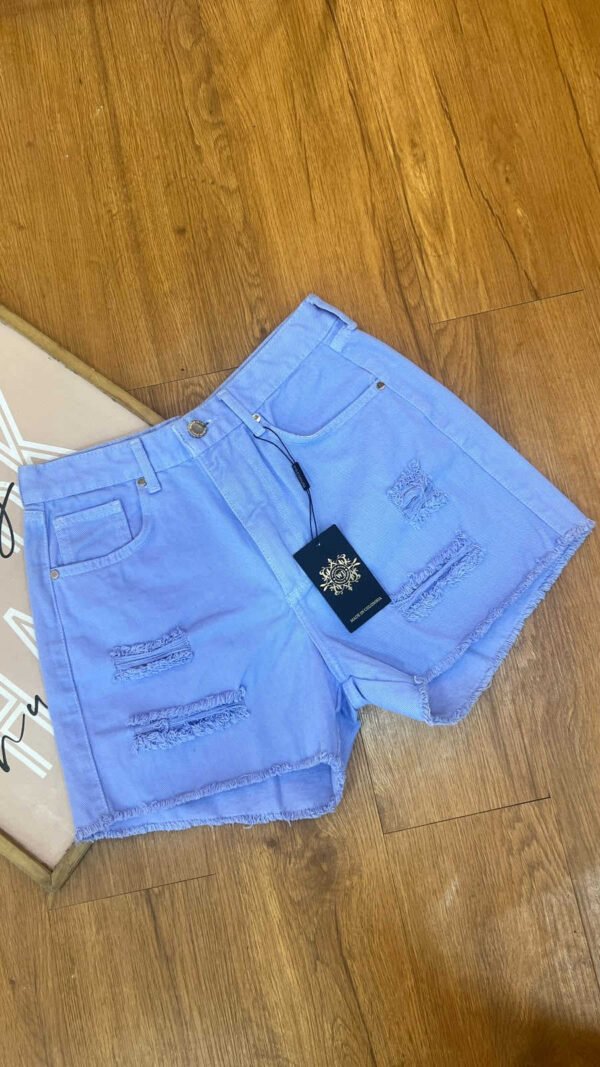 Short Denim Lilac Rebel - Tiro Alto Slim Fit