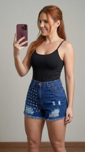 Short Denim Midnight Glam - Slim Fit